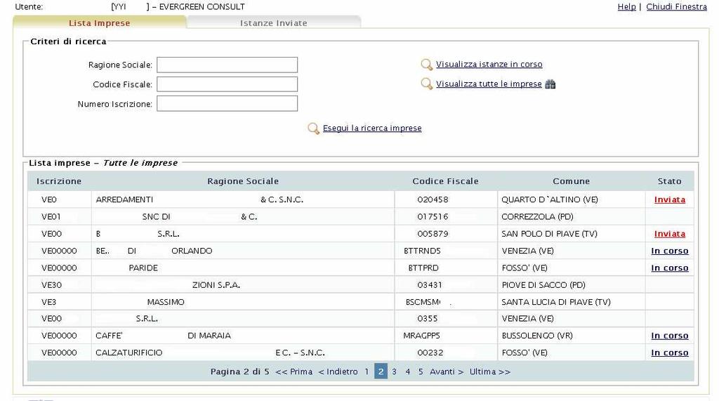 Accesso alla compilazione delle Pratiche Istanze La sezione Istanze permette di compilare la domanda telematica da presentare alla Sezione in modalità assistita.