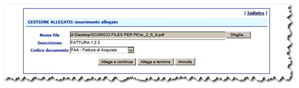 Selezionare dal menù a tendina il codice documento 4.