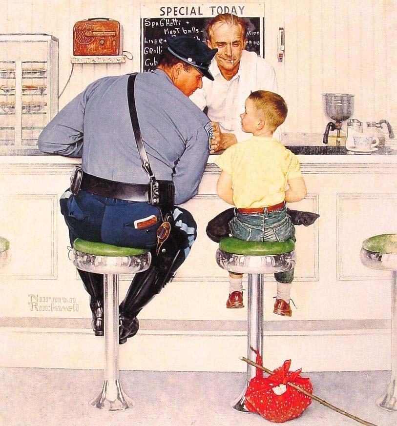 One picture Norman Rockwell, Runaway 1958 E nel sogno sapevo che stava andando avanti per accendere un fuoco da qualche