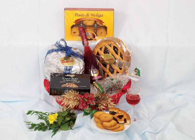 424 Confez. MARINA (43x30 h12) 29,90 1 Cesto ovale in vimini verniciato 1 Panettone nocciolato pasticceria Pensieri incarto a mano gr.