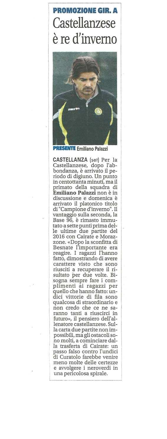 Promozione Gir. A CASTELLANZESE È RE D'INVERNO pubblicato il 02/12/2016 a pag.