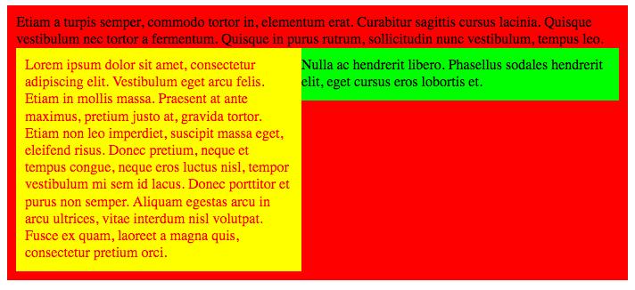 FLOATING ELEMENTS CONTENUTI IN ALTRI ELEMENTI Se anche il blocco contenitore è flottante, allora i blocchi flottanti contenuti ne influenzano l altezza.