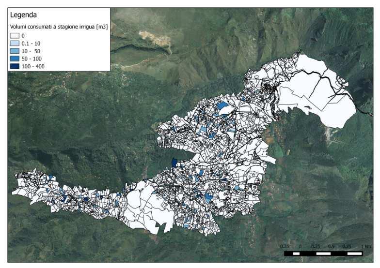Determinazione del contributo irriguo Carta con la distribuzione dei volumi