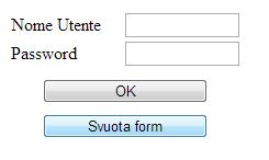 for="username">nome Utente</label> <input id="username" type="text" name="username" /> <label for="passwd">password</label> <input