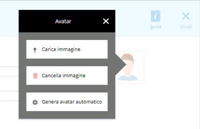 Basta cliccare sull'icona dell'avatar e si aprirà il pop up che permetterà di cercare l'immagine dal proprio pc tramite il