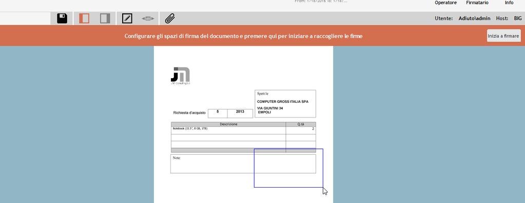 Compilare con la password della firma digitale (smart card inserita nel PC o certificato di firma generato internamente da HitSignUP) e premere Firma.