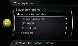 Come si collega un telefono Bluetooth *? Nella videata normale della fonte telefono, premere OK/MENU. Selezionare Rendi l'auto ricercabile e confermare con OK/MENU. Attivare Bluetooth nel cellulare.