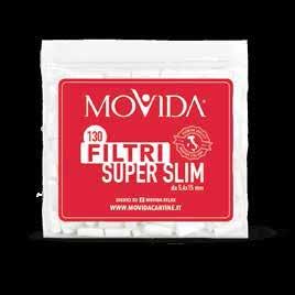 FILTRI SUPER SLIM BOX da 95 buste contenenti 130 filtri 5,4x15 mm - Rivestiti Lisci + Cartina Corta 14g Cod.