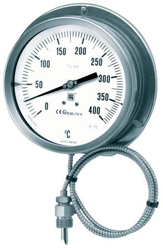termometro tutto inox a gas inerte esecuzioni ATEX, DN 00-50 TG8 RC - 05/6 Strumenti realizzati per l impiego in atmosfere potenzialmente esplosie nell'industria alimentare, conseriera, farmaceutica,