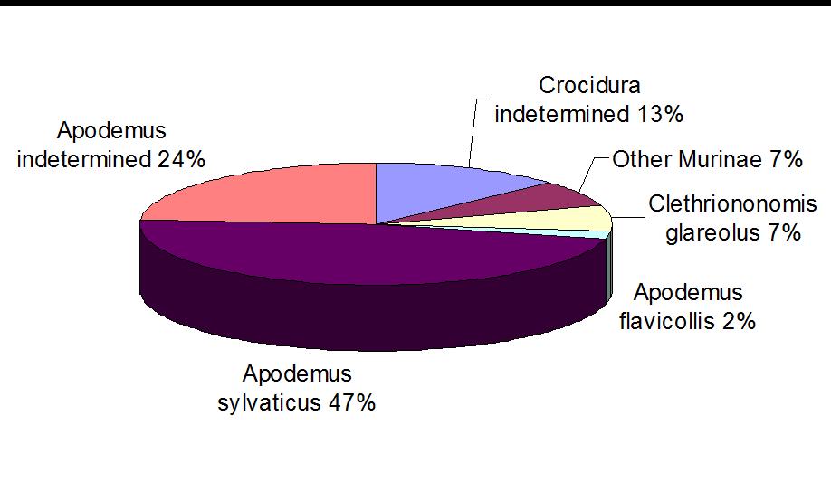 Composizione della comunità di piccoli mammiferi in ecosistemi diversi: variazione della dominanza in specie Macchia ecotonale Crocidura