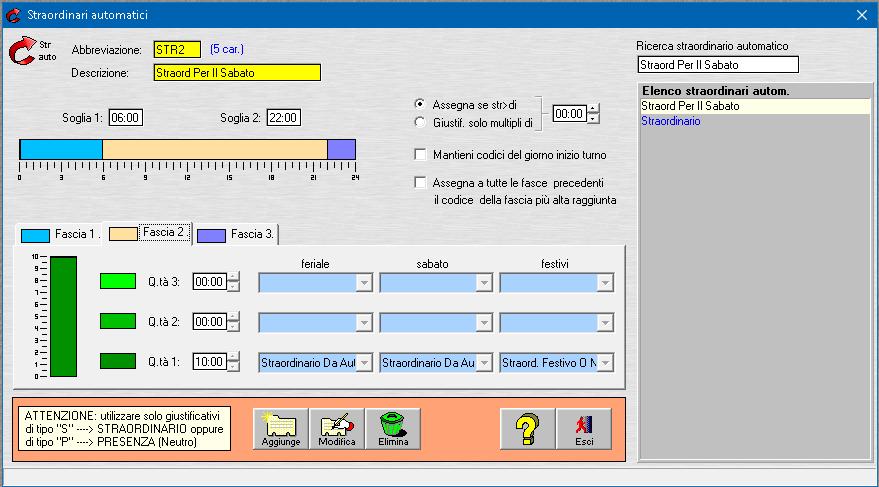 Straordinari Automatici Il sistema riconosce le ore straordinarie in base al giorno ( feriale, festivo,