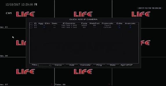 [Ping] Seleziona un canale. Seleziona il protocollo supportato. Inserisci indirizzo IP. Inserisci TCP port.