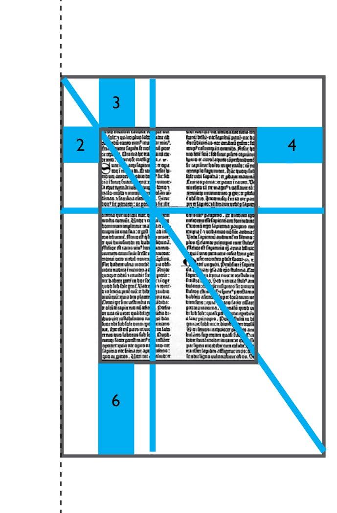 Tipografia classica: marginatura Concezione classica dei margini su una pagina di proporzioni 2:3: in cucitura il margine