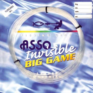 ASSO INVISIBLE BIG GAME FLUOROCARBON 17 Specifico per finali da traina, grazie ai diametri di grosso calibro perfetti per il Big Game Migliore 100% fluorocarbon per finali da