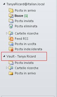 Presentazione di Veritas Enterprise Vault Informazioni sul Virtual Vault per utenti di Outlook 9 Figura 1-1 Esempio di Virtual Vault Il contenuto del vault selezionato viene visualizzato nel riquadro