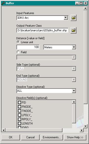 buffer -FULL il buffer è creato su entrambi i lati della linea (default) -LEFT/RIGHT buffer solo sul lato sinistro/destro (ArcINFO) -ROUND termina con un semicerchio -FLAT termina con un rettangolo