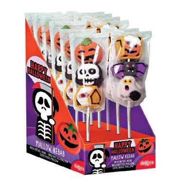28011 - Halloween Mallow Pops - 30 g - 20 cm 24 pezzi (2 display da 12 pezzi) 28013 - Zucche in zucchero 3 cm - 72 pezzi 28012 - Fantasmini