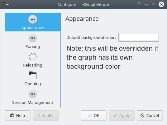 2.3 Configurare KGraphViewer La pagina Aspetto permette di cambiare il colore di sfondo predefinito usato