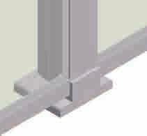 Extruded aluminium floor base with glass door duct support