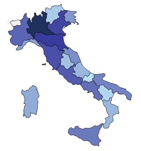 La domanda di credito delle imprese italiane Focus sulle regioni Nel 4 trimestre del 2015 la Lombardia con il 18,9% è la regione con il maggior