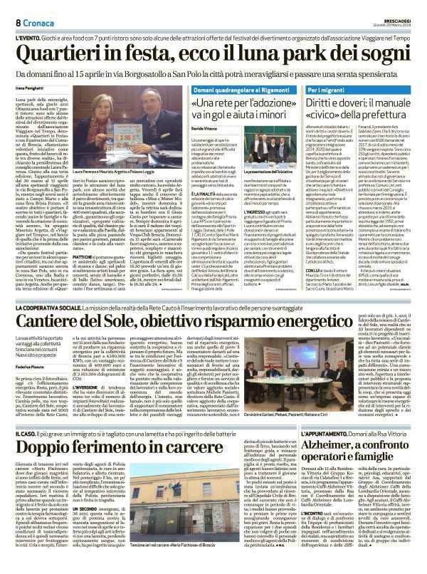 Pagina 8 Brescia Oggi LA COOPERATIVA SOCIALE.