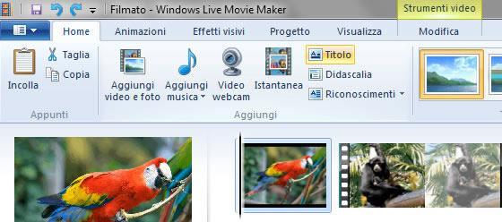 Aggiungere Titoli, Didascalie e Riconoscimenti Come qualsiasi editor video, anche Movie Maker consente l inserimento di elementi testuali.