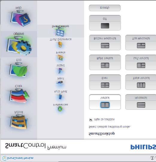 About (Informazioni) - Visualizza informazioni dettagliate di riferimento: versione del prodotto, informazioni sulla pubblicazione e nome del prodotto. Exit (Esci) - Chiude SmartControl Premium.