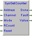 7.12.6 SysGetCounter, get counter Library FB Version Embedded 5.0 Questo blocco funzione esegue la lettura di un contatore.