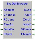 7.12.7 SysGetEncoder, get encoder input FB Library Embedded Version 3.0 Questo blocco funzione esegue la lettura di un canale encoder.