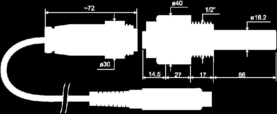 7 5μS/cm 20mS/cm 0 90 C Cella a 4 elettrodi in Platino Materiale sonda Pocan Uso generale non gravoso Sensore