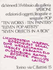 "Ten Works: Ten Painters" "Eleven Pop Artists" "Seven Objects in a box" Locandina/invito piegata