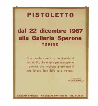 176) 500 [38] MICHELANGELO PISTOLETTO Pistoletto Biglietto di invito per il giorno 9 gennaio 1968, uno degli ultimi giorni della mostra inaugurata il 22 dicembre 1967. Firma autografa dell'artista.