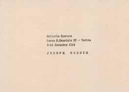 Torino, 9 Novembre 1969 Torino, 17 Novembre 1969 [57] JOSEPH KOSUTH Joseph Kosuth Cartoncino di invito su carta Fabriano