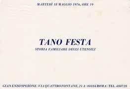 Roma, 18 Maggio 1976 New York, 30 Ottobre 1976 [130] TANO FESTA Storia Familiare