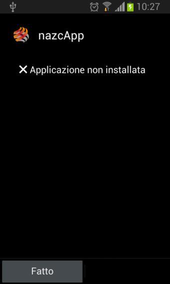 messaggio di errore come indicato sotto E sul device dovesse essere già installata