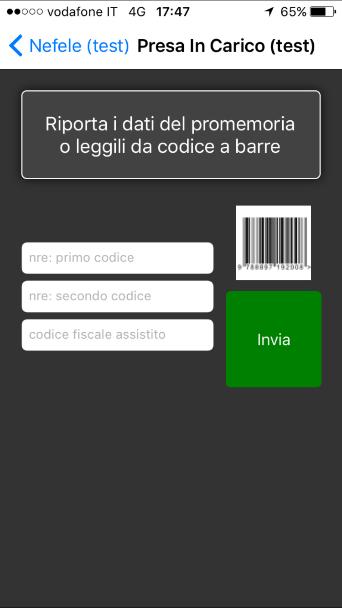 Presa in carico Per eseguire una presa in carico della ricetta bisogna fornire i tre codici riportati sul promemoria.