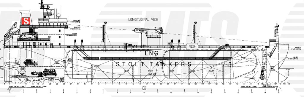 The Ship 7,500 m3 LNGC/Bunkering LIQUEFIED NATURAL GAS CARRIER / BUNKERING VESSEL Type C tanks, IMO TYPE 2G, DUAL FUEL, Tot. Cargo capacity - 7,500 m3 Loa - 118.
