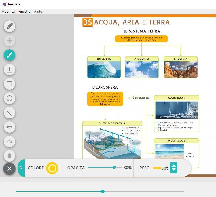 Strumenti per la LIM nell app desktop Evidenziatore Sposta oggetto Disegno a mano libera Barra degli strumenti per la LIM Casella di testo Quadrato/rettangolo Cerchio/ovale Linea retta