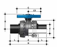 VEENV Valvola a sfera a due vie Easyfit con attacchi femmina, filettatura NPT R DN PN B C C 1 E H L Z g Codice 2 1/2 65 16 142 214 115 157 211 33,2 144,6 2750 VEENV212E 3 80 16 151 239 126 174 248