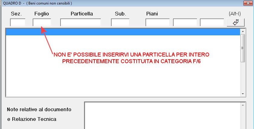 - qualora la particella trattata con il tipo mappale risulti già iscritta al C.F. - qualora la particella trattata con il tipo mappale sia già a partita 1 al C.T.