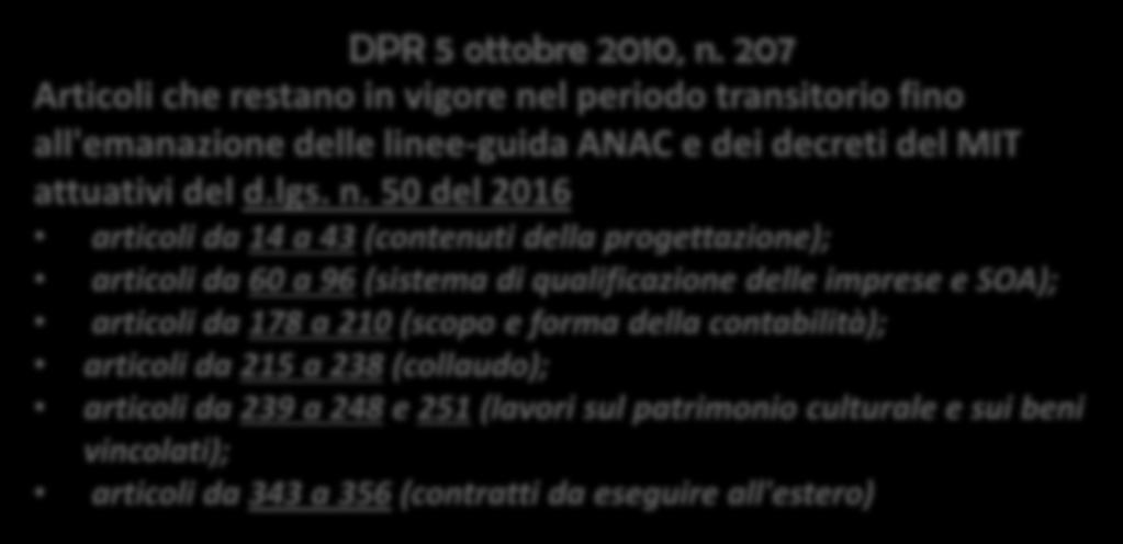 50 del 2016 articoli da 14 a 43 (contenuti della progettazione);