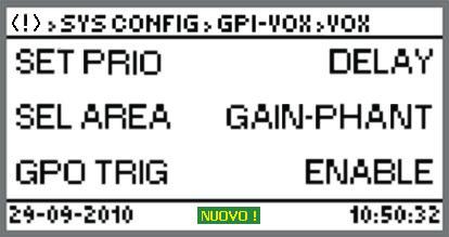 ITALIANO GPO TRIG: assegnazione di un'uscita logica GPO (scelta tra quelle dell'unità centrale MAIN UNIT GPO o di un dispositivo periferico BOARDS GPO) all'attivazione di un ingresso logico.