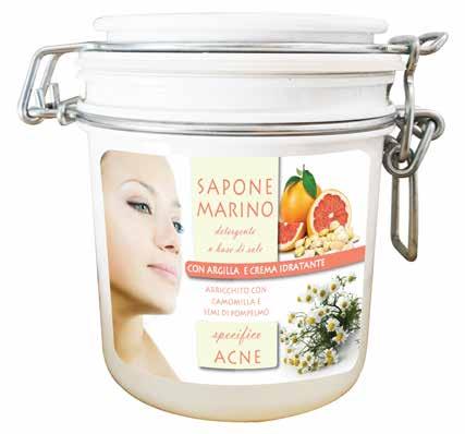 SAPONE MARINO specifico acne QUESTO 8 olii nobili olio di cotone olio di mandorla olio di avocado olio di girasole olio di argan olio di baobab olio di cocco olio di lino arricchito con argilla