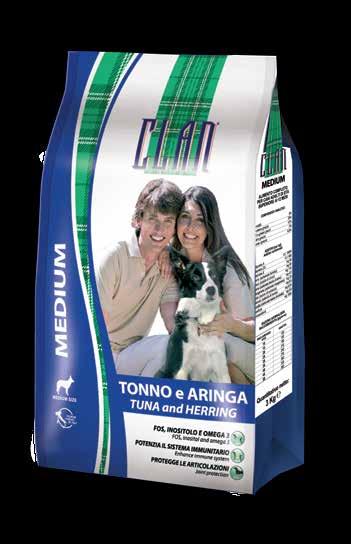 DESCRIZIONE: Clan Medium Tonno e Aringa è un alimento completo per cani adulti di taglia medio-grande di età superiore a 12 mesi. È fonte di proteine e grassi facilmente digeribili.