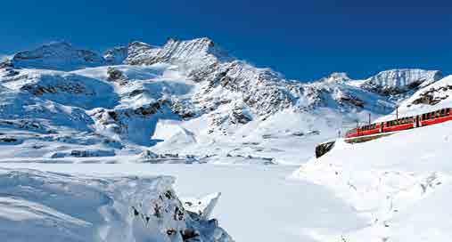 Pagina 22 Emozioni alpine EMOZIONI ALPINE ESCURSIONI ALTERNATIVE Ferrovia retica presso il Lago Bianco, sul Passo del Bernina Ferrovia retica pass del Patrimonio mondiale UNESCO: 2 giorni di libera