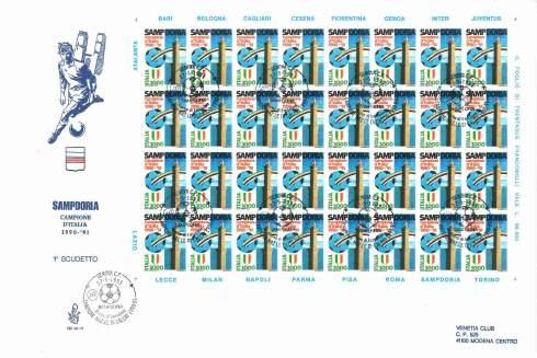 356/357 su busta per gli USA con francobollo complementare sul retro da Lire 5 -