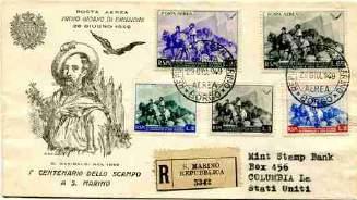 .. 30,00 456 * San Marino - Rilievo fotogrammetrico P.A. n. 109/110 su busta racc. via aerea per il Canada con ann.