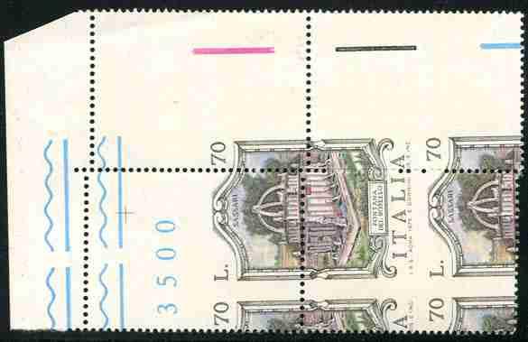 1140 francobollo di formato più piccolo per forte spostamento del pettine verticale - Curiosa varietà di pregio, con scritta in basso completa