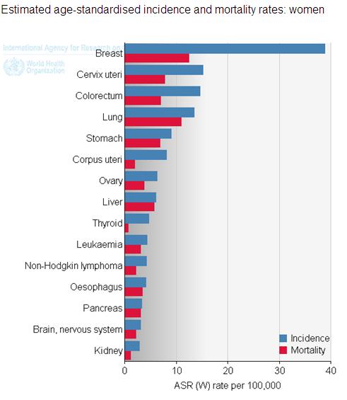 Epidemiologia del cancro al seno - Frequenza Il cancro al seno è uno dei tumori più frequenti al mondo Malgrado la buona prognosi,