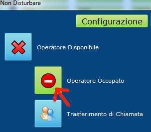 Premendo il pulsante sarà evidenziata una X rossa sul pulsante stesso e sarà possibile selezionare se il telefono dovrà risultare